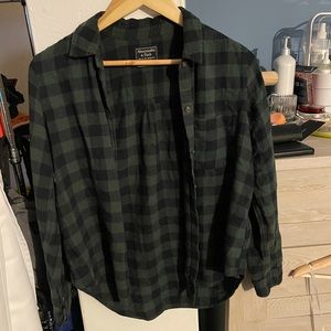 Emerald green plaid top